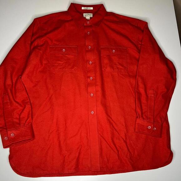 L.L. Bean Men’s Chamois Cloth Shirt XXL Orange Traditional Fit - Picture 1 of 12